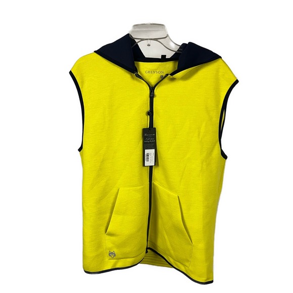 Greyson Other - Greyson NWT Men's Pontiac Vest Radium Yellow Navy Trim Golf Full Zip- Large